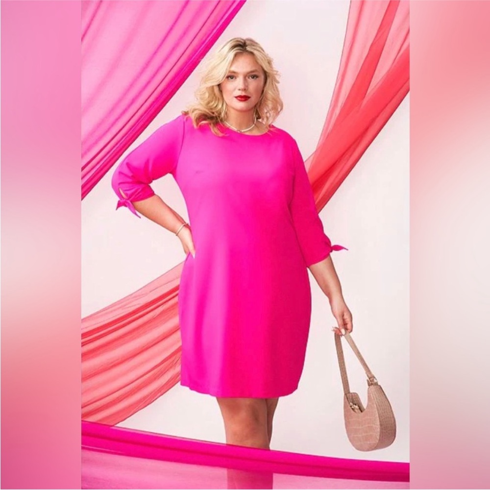 Brand new‎ with Tags CeCe Tie Sleeve Shift Dress Bright Magenta Size 18W